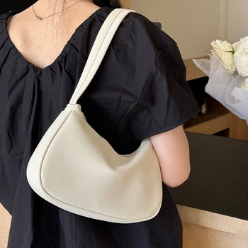 Однотонная женская сумка подмышками, простой дизайн, Женские маленькие сумки через плечо, Мягкая искусственная кожа, женская сумка подмышками, кошелек, сумки
