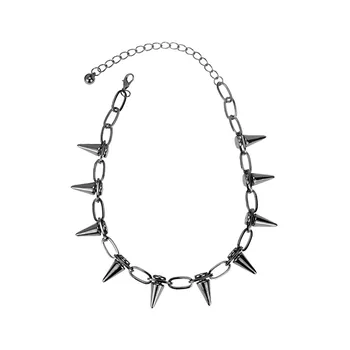 Ожерелье с большим квадратным кольцом в стиле хип-хоп, украшенное шипами в виде пули, готическая цепочка на ключицу для женщин, вечерние украшения