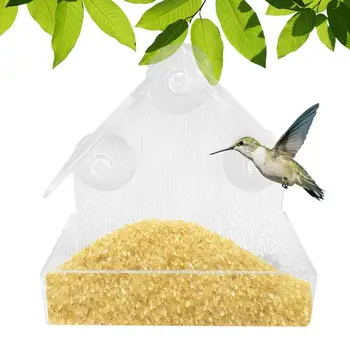 Оконная кормушка для птиц, наблюдающая с близкого расстояния Прочный и прозрачный Акриловый контейнер для корма в птичьем домике, устойчивый к укусам птиц-попугаев