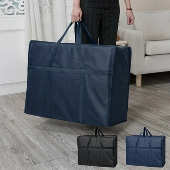 Оксфордская сумка большой емкости для кемпинга, переезда, домашней одежды, аккуратного гардероба, игрушек, сумочки для хранения вещей на молнии, черная /темно-синяя водонепроницаемая