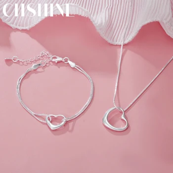 Оригинальные браслеты-сердечки из стерлингового серебра 925 пробы, ожерелья для женщин, модные дизайнерские наборы свадебных украшений для вечеринок, праздничный подарок