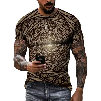 Освежающая летняя мужская футболка с коротким рукавом с 3D-принтом Ring Vortex, спортивная Свободная повседневная футболка с круглым вырезом, дышащая
