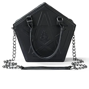 Пентаграмма, панк-Темнота, готическая Звезда, сумка для женщин и девочек, черная сумка через плечо из искусственной мягкой кожи с цепочкой, высокое качество