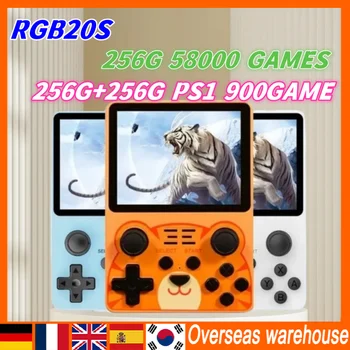 Портативная Игровая консоль POWKIDDY RGB20S в стиле ретро с 3,5-Дюймовым IPS экраном HD с двумя Картами с Открытым исходным кодом 256G 58000 Игр PS1 900 ИГР