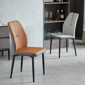 Роскошный обеденный стул Nordic Light домашняя мягкая сумка обеденный стол и стулья в отеле ресторан отдыха простой табурет с кожаной спинкой