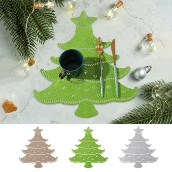 Салфетка Изысканная форма Рождественской елки Термостойкий полый настольный коврик для украшения домашнего фестиваля