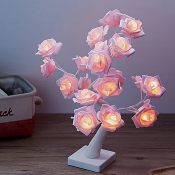 Светодиодные настольные лампы в виде сказочного цветка и дерева, лампа в виде кленового листа, Розовый ночник, подарки с USB-управлением для свадебной вечеринки, украшения на Хэллоуин