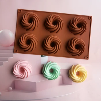 Силиконовая форма для торта с 6 полостями, форма для шифонового мусса, силиконовая спиральная форма для пончиков, форма для выпечки конфет и десертов своими руками