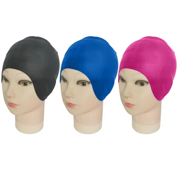 Силиконовая шапочка для плавания для мужчин, женщин, взрослых, водонепроницаемая защита ушей, шапочка для бассейна
