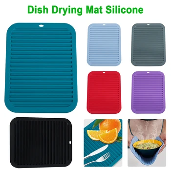 Силиконовый коврик для сушки посуды, Кухонный Термостойкий слив посуды, средство для мытья посуды, Прочная подушка, коврик для столовой посуды, столовый коврик, салфетка