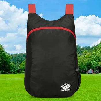 Складной походный рюкзак, легкая уличная сумка, водонепроницаемые широкие плечевые ремни, дизайн накладных карманов из нейлоновой ткани для мужчин и женщин