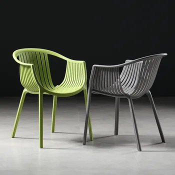 Современный пластиковый обеденный стул с утолщенной бытовой простой стол для переговоров, стул со спинкой на открытом воздухе, мебель в скандинавском стиле