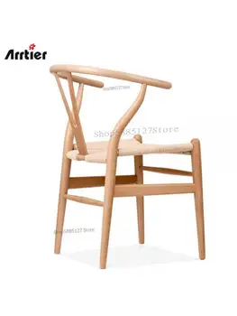 Стул из чистого скандинавского массива дерева, обеденный стул для кафе, модный Современный Y-образный стул, Новый Круглый стул в китайском стиле, Простой ресторанный стул