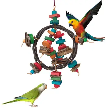 Твердая прочная игрушка для птиц Игрушка для птиц для попугаев Прочные деревянные игрушки для птиц для попугаев Простая установка Забавные игрушки для жевания, которые можно разгрузить