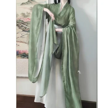 Темно-зеленое платье Hanfu Fairy Asian Oriental Chinese Ancient Hanfu Women Женский косплей Сценический танцевальный костюм Weijin Song Dynasty