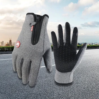 Теплые перчатки для бега унисекс, Ветрозащитные перчатки для защиты от холода, нескользящие с регулируемой застежкой-молнией, Обязательные для занятий зимними видами спорта на открытом воздухе.