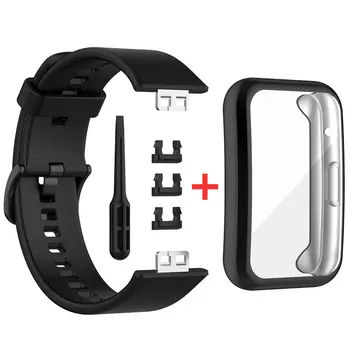 Чехол из ТПУ + Силиконовый Ремешок Для Huawei Watch FIT Strap Smartwatch наручный Спортивный браслет Smart watchband + чехол для аксессуаров для часов
