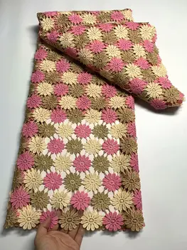 Шнур с новым рисунком Гипюровая кружевная ткань 5 ярдов Дизайнерские швейные материалы для вечернего платья