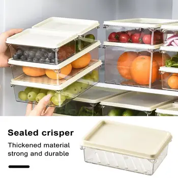 Ящик для хранения фруктов Прозрачный Контейнер для продуктов в холодильнике, Штабелируемый Пищевой ящик для хранения фруктов и овощей с крышкой для прозрачных