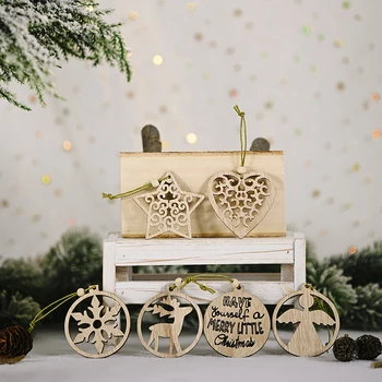 1 Коробка креативных полых рождественских снежинок, деревянных подвесок в виде ангела, украшений для Рождественской елки, Рождественского украшения, детского подарка