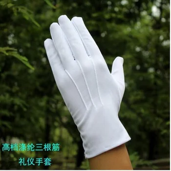 1 пара Тонких перчаток для военной безопасности из трехпрочного белого полиса, тонких перчаток для приема по этикету, Wenwan Circling Parade, для военной безопасности.