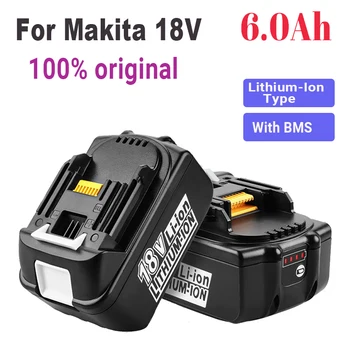 100% Оригинальная Аккумуляторная Батарея Электроинструментов Makita 18V 6000mAh со Светодиодной Литий-ионной Заменой LXT BL1860B BL1860 BL1850 BL 1830