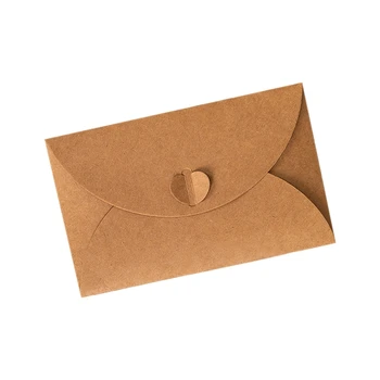 100шт Крафт-мини-конвертов Ретро Love из крафт-бумаги для подарочных карт и визиток 17,5x11 см