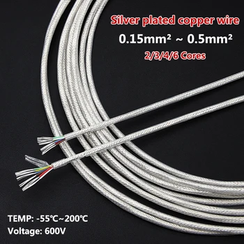 1M putih PTFE berpelindung kawat 0,15 ~ 0,5 мм м2 kemurnian tinggi perak berlapis OFC Anti gangguan perisai kawat garis кабель 2 3