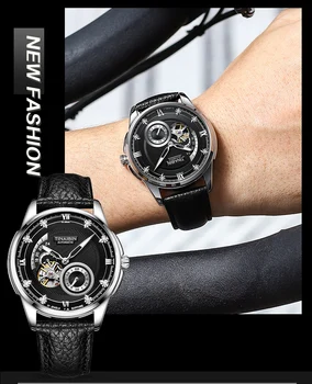 2023 Новый дизайн автоматических механических часов для мужчин, роскошный кожаный ремешок, водонепроницаемые часы от китайского часового завода