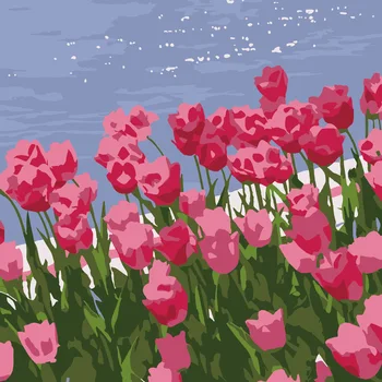 20599Ann-Tulip diy цифровая картина маслом, картина маслом, акриловая цветочная живопись, взрывная ручная пейзажная живопись
