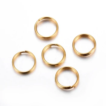 20шт 304 Разъемных кольца из Нержавеющей стали С Двойными петлями Переходные кольца Золотистого цвета 7x1,3 мм Внутренний диаметр: 5,5 мм Одинарный провод: 0,65 мм