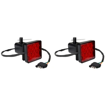 2X Красный 15 светодиодов 2-дюймовый Стоп-сигнал крышки приемника сцепного устройства для прицепа с фиксатором 12V