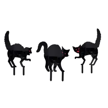 3x Акриловые колья для статуи черного кота на Хэллоуин для переднего крыльца
