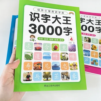 4 книги 3000 основ китайского языка иероглифы Пиктограммы Китайский для дошкольного возраста с книгой по обучению грамоте детей пиньинь