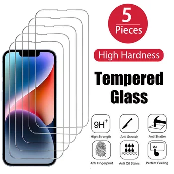 5ШТ Закаленное Стекло Для iPhone 15 14 13 12 11 Pro Max Mini Защитная Пленка для Экрана для iPhone 15 8 7 6S Plus X XR XS Max SE 2020 Glass