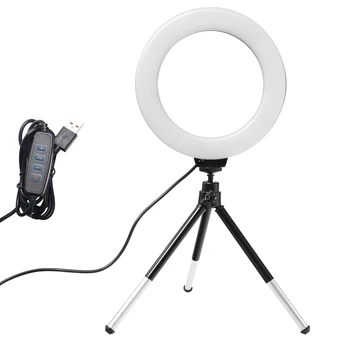6-дюймовый мини-светодиодный настольный видеорегистратор Selfie Lamp со штативом USB-штекер для студии фотосъемки YouTube Live Photo