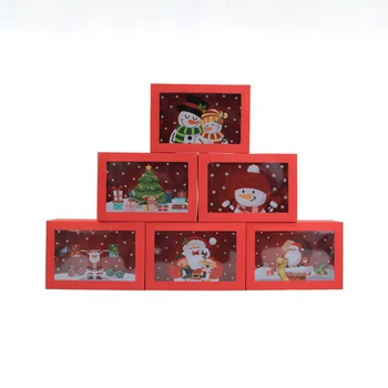 6 шт. коробок для пончиков, кексов, конфет, праздничных коробок для выпечки, Рождественских бумажных красных коробок для печенья 6 шт. коробок для пончиков, кексов, конфет, праздничных коробок для выпечки, Рождественских бумажных красных коробок для печенья 4