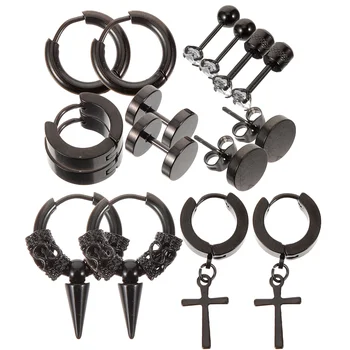 8 Пар мужских ушных шпилек, серьги-кольца, набор подвесных обручей, серьги из нержавеющей стали для мужчин