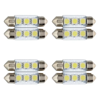 8X C5W 3 светодиода SMD 5050 36 мм Ксеноновая белая лампа Тарелка Челночные гирлянды Купольный потолочный светильник Автомобильный светильник