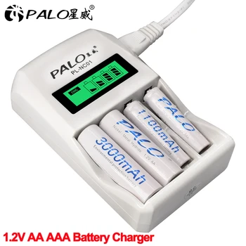 PALO AA Batteria 4-слотное быстрое интеллектуальное зарядное устройство с ЖК-дисплеем для 1,2 В AA AAA NiCd NiMH аккумуляторной батареи PALO AA Batteria 4-слотное быстрое интеллектуальное зарядное устройство с ЖК-дисплеем для 1,2 В AA AAA NiCd NiMH аккумуляторной батареи 5
