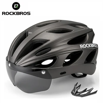 ROCKBROS Велосипедный Шлем Мужчины EPS Интегрально-формованный Дышащий Велосипедный Шлем Мужчины Женщины Очки Объектив Aero MTB Дорожный Велосипедный Шлем