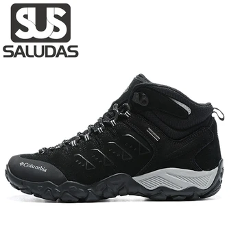 SALUDAS/ Мужская походная обувь, уличные спортивные ботинки, мужская обувь для скалолазания, нескользящие зимние мужские ботинки на теплом меху, уличные зимние мужские кроссовки
