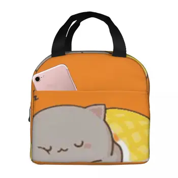 Sleep Mocha Cat Термоизолированные пакеты для ланча Многоразовые сумки для хранения продуктов Большой емкости Тотализатор Ланч-бокс Офис Ученик