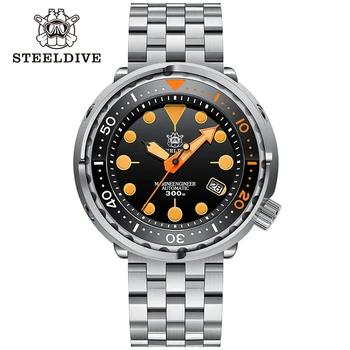 Steeldive SD1975V Японские часы с автоматической механической указкой в стиле ретро, двухцветные светящиеся часы для дайвинга на 300 м