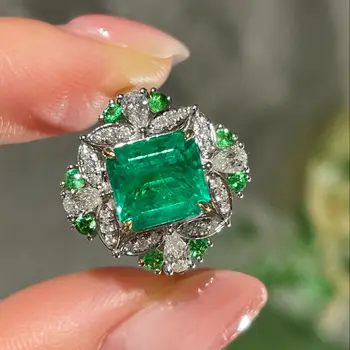 SX2023 Изумрудное кольцо, ювелирные изделия из чистого золота 18 карат, натуральный зеленый изумруд, драгоценные камни 2,3 карата, бриллианты, женские кольца для женщин, изящное кольцо