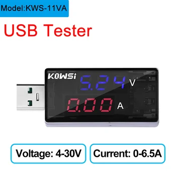 USB-тестер зарядного устройства, измеритель напряжения, тока, Вольтметр, амперметр, индикатор зарядного устройства для мобильных устройств 4-30 В 6.5А