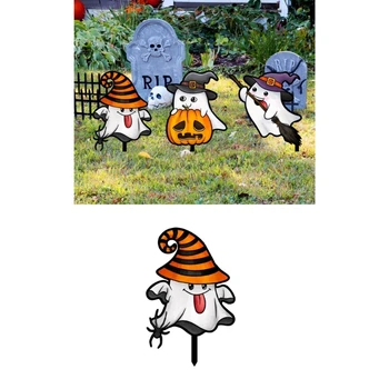 Акриловый знак двора с привидениями на Хэллоуин, Декоративный садовый кол, украшение для вечеринки W3JE