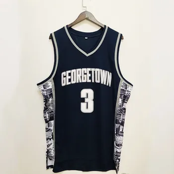 Баскетбольная майка Oversize Men 3 Iverson Georgetown Hoyas Athletic Спортивная вышивка Хай-стрит Хип-хоп Дышащая спортивная одежда