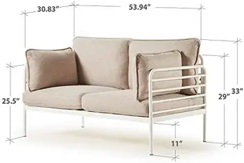 Белый металлический диванчик / Стальной каркас с мягкими подушками / Простая сборка