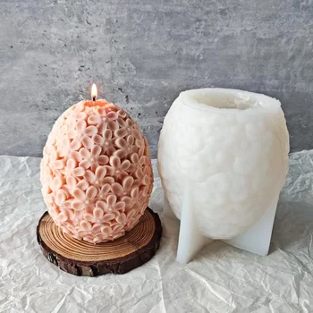 Большая яйцевидная свеча с цветочным шаром, силиконовая форма, Силиконовые формы, принадлежности для изготовления свечей своими руками, Оптовые формы ручной работы из смолы